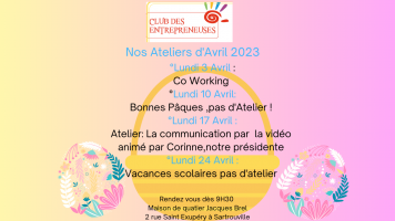 Vos Ateliers Avril 2023