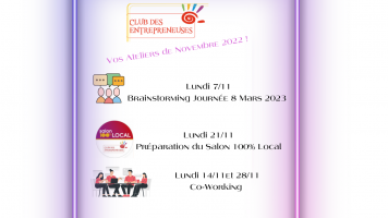 VOS ATELIERS NOVEMBRE 2022